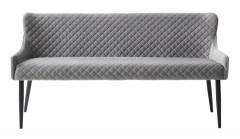 UNIQUE FURNITURE Ottowa Soffbänk, Rektangulär - Grå Polyester Sammet och Svart Metall (160 x 60 cm)