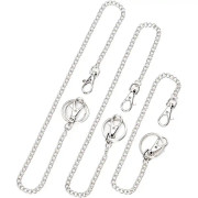 3-pack kedjekedjeset, fickkedja plånbokskedja silvernyckelring med två hummernyckelringar och två nyckelringar (25 cm, 45 cm, 60 cm)