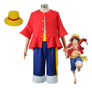 4st Luffy set Halloween anime-dräkt för barn vuxen-FF-