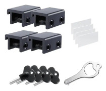 Skjutbara fönsterlås (4-pack), säkerhetsfönsterlås med nycklar, justerbart aluminiumskjutbart fönster