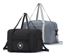 2-pack kabinväska 40x20x25 Resväska Fällbar Understol Vattentät Weekendväska Lätt Handbagage med Axelrem, Svart＋Grå