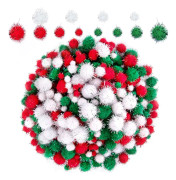 1800 stj glitterpompoms röd, grön, vit glitter P