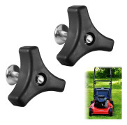2-pack Triangulära Knopphandtag med Vingmutter och Bult, Universal Gräsklippare Rotationsknapp Ersättning, Hållbara Delar för Gräsklippare