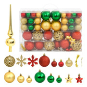 Julgranskulor 111 delar röd/grön/guld polystyren