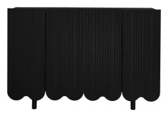 Modernt sideboard - 4 dörrar med U-mönster och hyllor - Svart