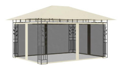 vidaXL Paviljong med myggnät 4x3x2,73 m gräddvit 180 g/m²