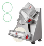 12-tums pizzadegroller, automatisk kommersiell pizzadegpress, effektiv degberedning.