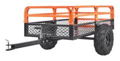 Tungt stål ATV tippvagn, 1500 lbs lastkapacitet, 15 kubikfot, med avtagbara sidor, däck för gräsklippare och traktorer.