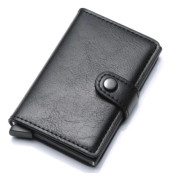 Korthållare i PU-aluminiumlegering för män, bromskort ut, plånbok för män - Svart 10*7*2cm black