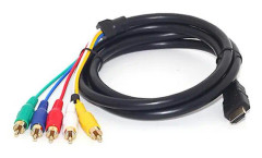 5Ft HDMI-kompatibel Han till 5-RCA RGB Audio Video AV Komponent Konverteringskabel Guldpläterad