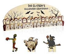 Halloween-Adventskalender 2024, Halloween-Nedräkning, Träblock, Semesternedräkningsdekoration, Halloween-Prydnad