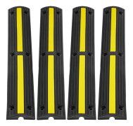 3,28 fot kabelskyddsramp, 4-pack, 1 kanal, 18 000 lbs/axel kapacitet, heavy duty gummifartgupp, golvsladdsskydd.