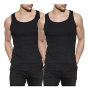 Bread and Boxers Men Tanks 2P Svart ekologisk bomull Small Herr