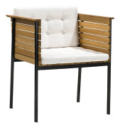 Skargaarden - Häringe Armchair, Black Stainless Steel, Teak Slats, Cushion Nature Grey Natte - Matstolar utomhus - Joacim Wahlström,Carl Jägnefeldt,Carl Jägnefält & Joacim Wahlström - Grå - Metall/Trä/Textilmaterial