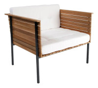 Skargaarden - Häringe Lounge Chair, Black Stainless Steel, Teak Slats, Cushion Nature Grey Natte - Utomhusfåtöljer - Joacim Wahlström,Carl Jägnefeldt - Metall/Trä/Textilmaterial/Syntetiskt