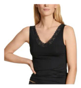 Calida Natural Comfort Lace Tank Top Svart bomull X-Small Dam