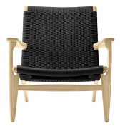 Carl Hansen - CH25, Klarlackad Ek, Svartflätat papperssnöre - Fåtöljer - Hans J. Wegner - Träfärgad - Naturmaterial/Trä
