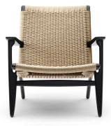 Carl Hansen - CH25, Svartlackad Ek, Naturflätat papperssnöre - Fåtöljer - Hans J. Wegner - Träfärgad - Naturmaterial/Trä