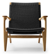 Carl Hansen - CH25, Oljad Ek, Svartflätat papperssnöre - Fåtöljer - Hans J. Wegner - Träfärgad - Naturmaterial/Trä