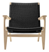 Carl Hansen - CH25, Vitoljad Ek, Svartflätat papperssnöre - Fåtöljer - Hans J. Wegner - Träfärgad - Naturmaterial/Trä