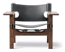 Fredericia Furniture - The Spanish Chair, Oljad valnöt, Svart läder - Fåtöljer - Børge Mogensen - Svart - Läder/Trä