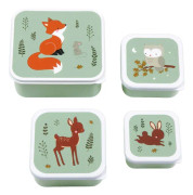 A Little Lovely Company Snackbox 4-pack Forest friends (Sage)