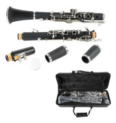 Professionell Ebonit Klarinett, Pålitlig Bb-klarinett med Syntetiskt Papprör och Fantastisk Ljudkvalitet för Musikskolor, Orkestrar och Band