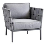 Cane-Line - Conic Lounge Chair, Light Grey, Cane-Line AirTouch - Fåtöljer utomhus - Foersom & Hiort-Lorenzen MDD - Metall/Textilmaterial/Skum
