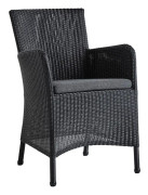 Cane-Line - Hampsted Karmstol, Cane-Line Weave, Black,Cushion: Cane-Line Natté, Black - Matstolar utomhus - Cane-line Design Team - Svart - Textilmaterial/Syntetiskt