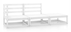 Loungegrupp 3 delar vit massiv furu