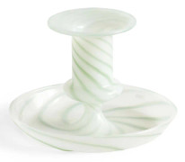 HAY Flare Stripe Milk ljusstake, small, grön