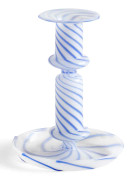 HAY Flare Stripe Milk ljusstake, medium, blå