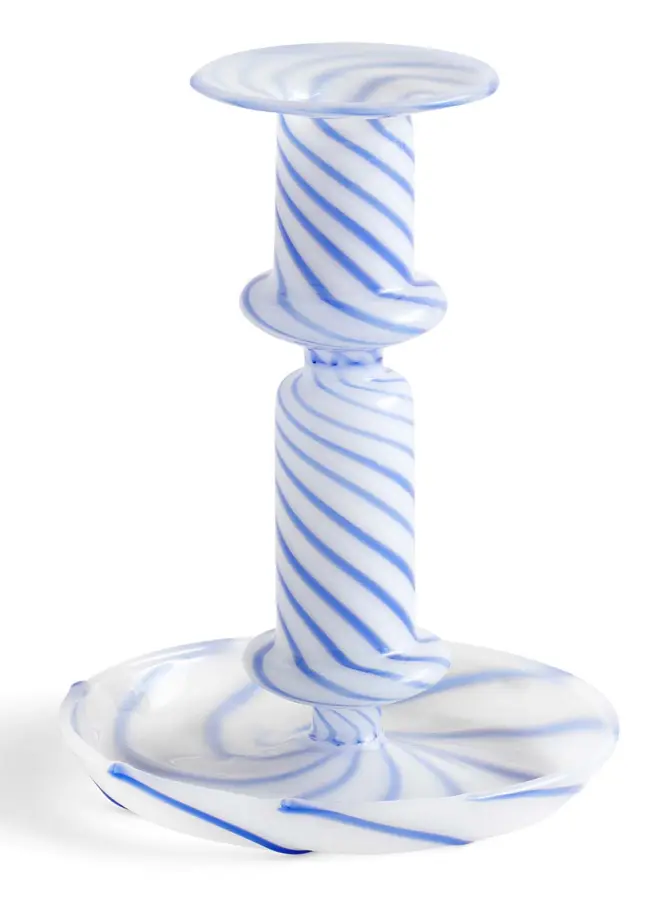 Hay Stripe Milk ljusstake, medium, blå