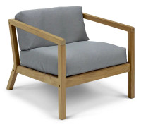 Fritz Hansen - Virkelyst Chair, Teak, Fossflakes Padding, Outdoor Textile / Ash - Utomhusfåtöljer - SAYS WHO - Trä