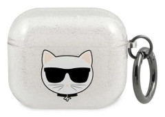 Karl Lagerfeld Case Karl Lagerfeld KLA3UCHGS Apple AirPods 3 skydd silver/silver Glitter Choupette