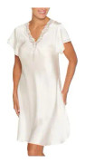 Pure Silk - Nightgown w.lace, short - Underkläder