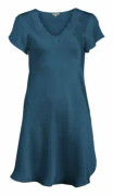 Lady Avenue Pure Silk Nightgown With Lace Petrol silke Medium Dam