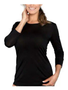 Lady Avenue Silk Jersey Long Sleeve Shirt Svart silke X-Small Dam