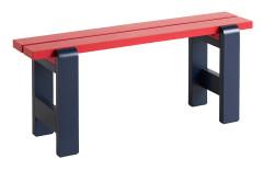 HAY - Weekday Bench Duo / Wine Red Benchtop / Steel Blue Frame - Trädgårdsbänkar - Hannes & Fritz - Röd,Blå - Trä