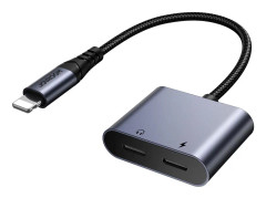 Joyroom 2-i-1 ljudadapter Lightning till Double Lightning - Svart