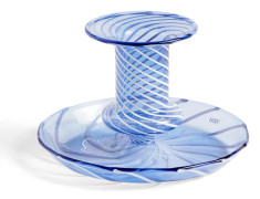 HAY - Flare Stripe Candleholder S Light Blue / White - Ljusstakar & ljuslyktor - Blå