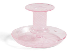HAY - Flare Stripe Candleholder S Pink / White - Ljusstakar - Rosa
