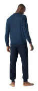 Schiesser Essential Nightwear Pyjamas Crew Neck Blå/Blå bomull XX-Large Herr