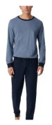 Schiesser Fine Interlock Pyjamas With Cuff Marin/Blå bomull 56 Herr