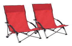 vidaXL Hopfällbara strandstolar 2 st röd tyg
