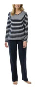 Schiesser Women Straight Leg Long Pyjama Blå/Vit bomull 46 Dam