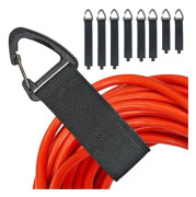 Kabelhållare och kabelorganiserare (10-pack), kardborreband, sladdhållare med karbinhake för väggmontering av kablar, sladdar, rep (2S, 4M, 4L)