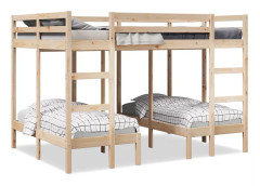 Våningssäng 3 platser 140x200/70x140 cm massiv furu
