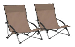 vidaXL Hopfällbara strandstolar 2 st taupe tyg