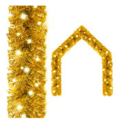 vidaXL Julgirlang med LED-lampor 5 m guld